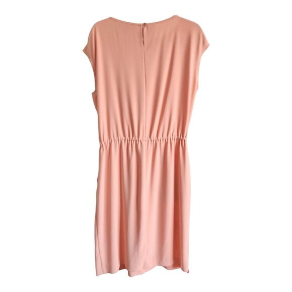 St. John Women Peach Sleeveless Knee-Length Dress Drawstring Waist Pockets Sz 8 - Picture 11 of 12